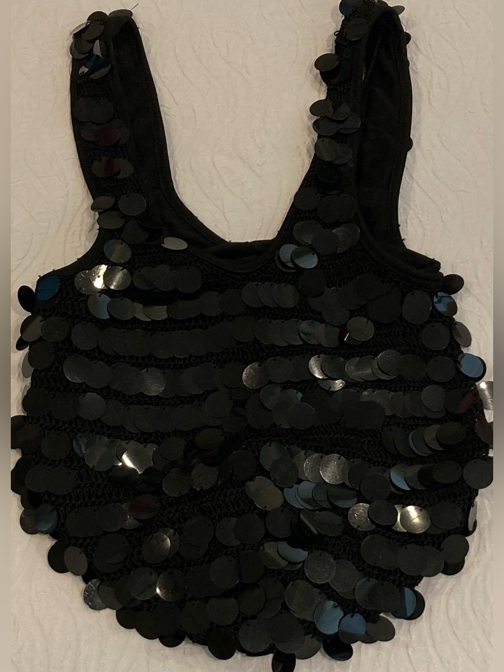 Vintage “Far Nine” Hobo Whimsical Black Sequined Fabric Lined Shoulder Bag Pre-O